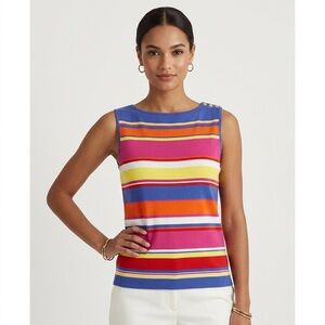 Ralph Lauren Striped Knit Tank in Blue, Pink, Orange and Yellow